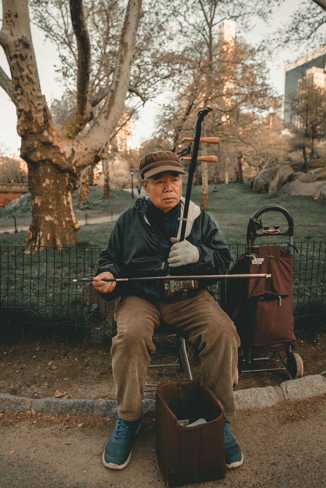 elderly person on bench in park